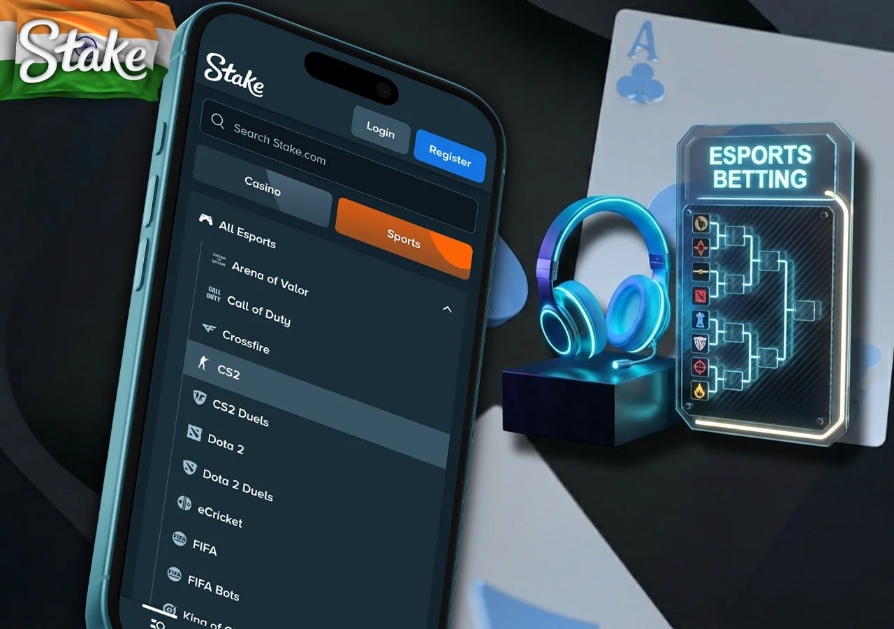 Premium esports betting markets featuring major competitive video game tournaments at Stake